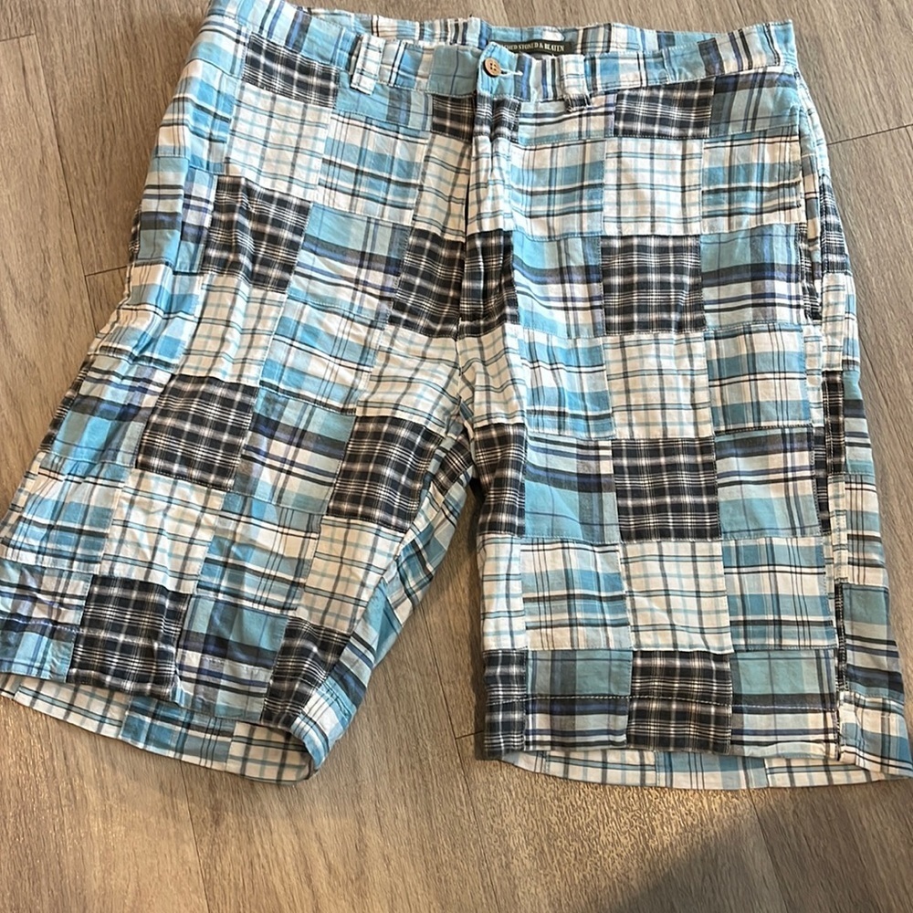 Washed stoned and beaten Mens patchwork shorts